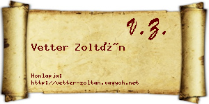 Vetter Zoltán névjegykártya